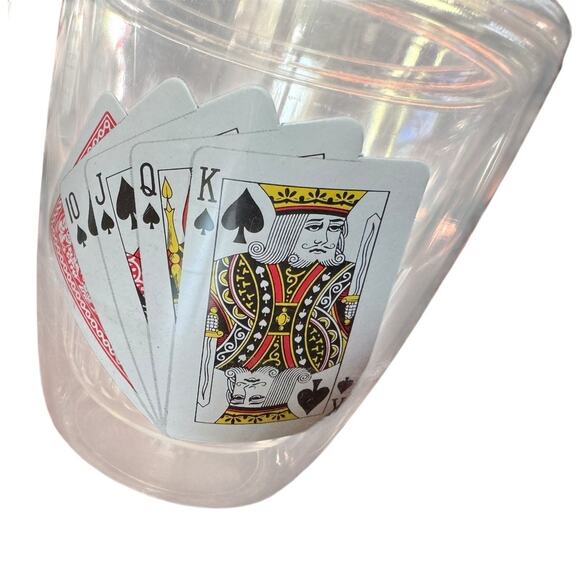 Vintage Playing Cards Tumbler Cups (3) Mid Century Poker Casino Plastic Barware - Picture 4 of 7